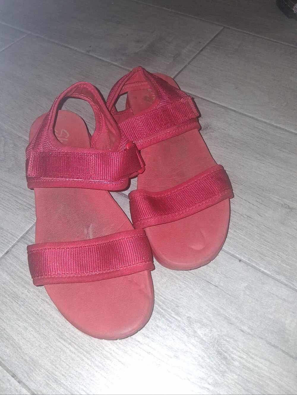 Womens Red Adjustable Strap Sandals